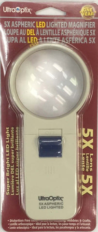 UltraOptix 5X Aspheric LED Lighted Magnifier Lens Coin Banknote Map Stamp 2.5