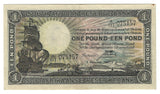 South Africa African Banknote 1 Pound Rare Year 1941 P-84e aAU Key Money Ship