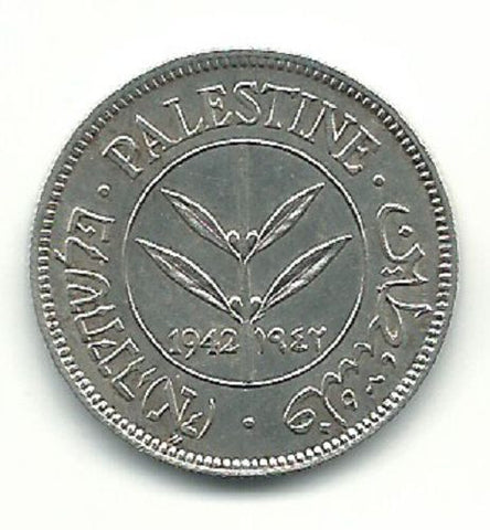 Palestine British Mandate Silver Coin Israel 50 Mils Mil 1942 KM6 Ww2 Rare UNC