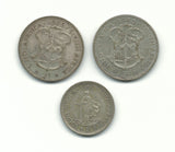 South Africa Silver Coin King George 2 Shillings 1952 + Elizabeth 2 1955 1956 NR