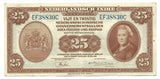 Netherlands Indies Nederlandsch Banknotes 25 Gulden 1943 P115a Type 2 Rare aXF