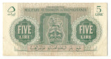 Libya Libyan Tripolitania Banknote 5 Lire 1943 P-M3 Original VF+ Rare Money WW2