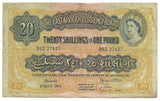 British East Africa Banknote 20 Shillings 1954 P35 Queen Elizabeth VF Nairobi