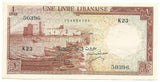 Lebanon Liban Banknote 1 Livre Chamoun 1952 P-55a VF++ Middle East Old Rare Free