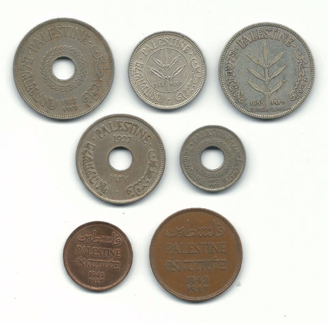Palestine Coins British Mandate Israel Set 100 50 20 10 5 2 1 Mil Mils Mix Lot