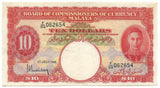 Malaya Malaysia Asia Banknote 10 Dollars 1941 P13 gVF King George CRISP Rare Old