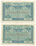 Morocco Maroc 2 Consecutive Banknotes PAIR French Rule France 5 Francs 1924 P-9