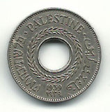 Palestine British Mandate Coin Israel 5 Mils Mil 1939 KM-3 Ww2 Rare a UNC Free S