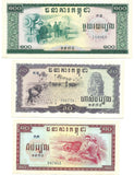 Cambodia Asia Banknote Lot Mix Free 10 50 100 Riels 1975 UNC RARE SET Collection