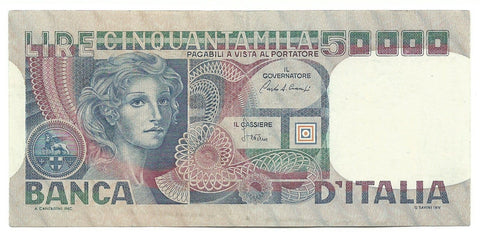 Italy ITALIA Europe Banknote 50000 Lire 1980 p-107c XF Rare Paper Money