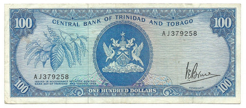 Trinidad & Tobago Banknote 100 Dollars 1964 P-35a Rare Old Paper Money Bargain