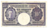Jamaica British Banknote King George KGVI 10 Shillings 1955 P39 VF Rare