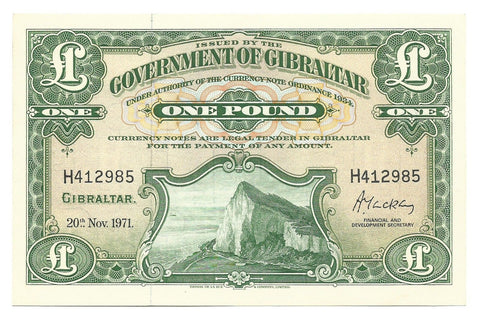 Gibraltar Banknote 1 Pound 1971 P-18b aAU Original Paper Money Rare