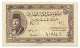 Egypt Egyptian Banknote 5 Piastres 1940 P165a King Farouk Rare Prefix K 7 aUNC