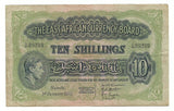 British East Africa Banknote 10 Shillings 1952 P-29b Fine Rare King George Key