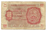 Libya British Tripolitania Banknote 100 Lire 1943 P-M6 Original F Rare WW2 Free