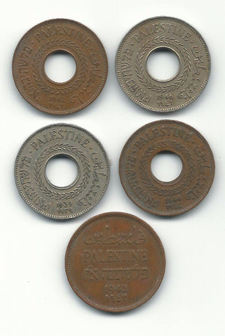 Palestine Coins British Mandate Israel Lot 4 Mil Mils 1939 1942 1944 1946 + Mil
