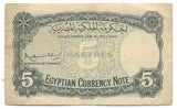 Egypt Egyptian Banknote 5 Piastres 1940 P165 King Farouk Rare Prefix H 5 VF Fre
