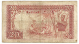 West Africa Currency Banknote 20 Shillings British 1954 P10a aVF Rare Key Date