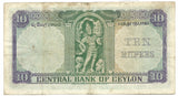 Ceylon Banknote 10 Rupee 1918 P48 VF+ King George Rare Grade Original
