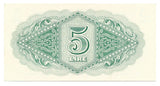 Libya Libyan Tripolitania Banknote 5 Lire 1943 P-M3 Original UNC Rare Money WW2