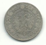 Austria Europe Silver Coin Franz Josef 5 Corona Corone 1900 KM2807 gVF Free Old