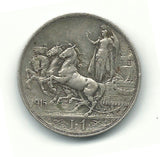 Italy Italian Europe Silver Coin 1 Lira Lire 1915 KM57 Quadriga Horse A UNC RARE