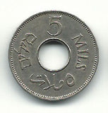 Palestine British Mandate Coin Israel 5 Mils Mil 1939 KM-3 Ww2 Rare a UNC Free S