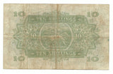 British East Africa Banknote 10 Shillings 1952 P-29b Fine Rare King George Key