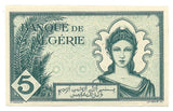 Algeria Algerie Rare Banknote 5 Francs France 1942 AU UNC P91 WW2 Free Shipping