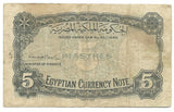 Egypt Egyptian Banknote 5 Piastres 1940 P165 King Farouk Rare Prefix V/7 ZAKI