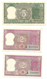 India 3 Banknote Lot Mix 2 5 Rupees 1969 1970 P67b P68a Ghandi + 2 p53 Free