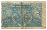 Egypt Egyptian Banknote 5 Piastres 1918 p-162 Palestine Original Rare Money Old