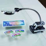 Lighthouse Leuchtturm Table Clip Led Magnifier 2.5X Stamps Banknotes Coin Free S