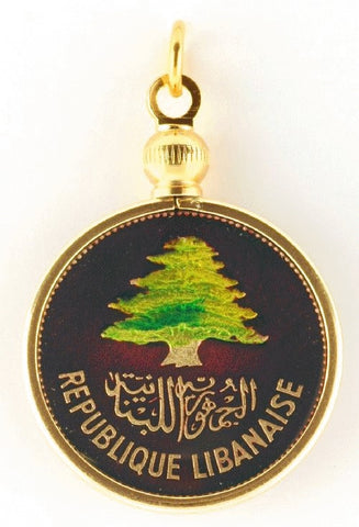 Lebanon Liban 25 Piastres 1952 Coin Pendant Jewelry Cedar Tree Collection Gift