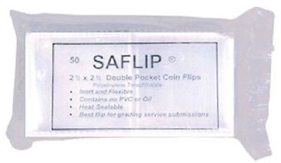 Coin Collecting Flips Saflip 2x2 Mylar Archival 50 Pack Free USA Shipping